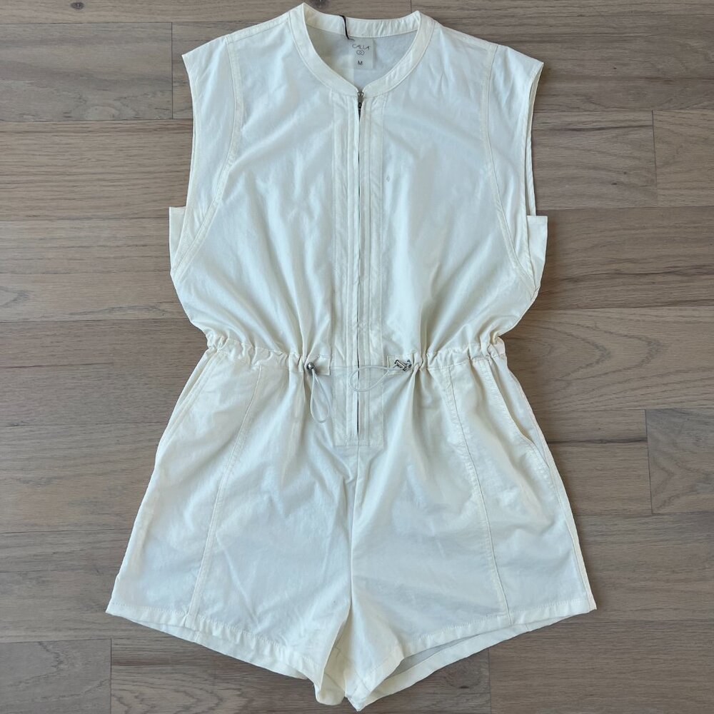 Calia Women's Bone White waist cinched Playsuit-romper